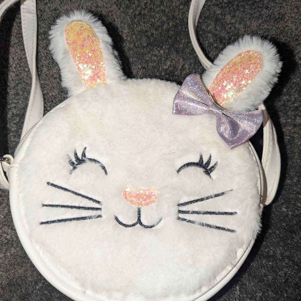White Bunny Crossbody Bag with Pink Accents
